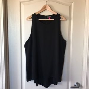 Black Vince Camuto Hi-Lo Tank w/ Pleated Back